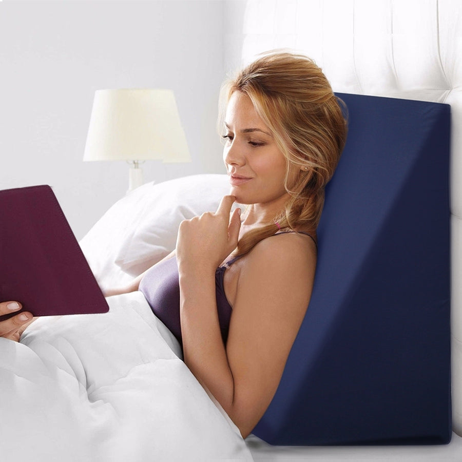 Giselle Bedding Bed Wedge Support Pillow 62x64x30cm with Memory Foam & Waterproof Cover - SuperSaverAU - view 1