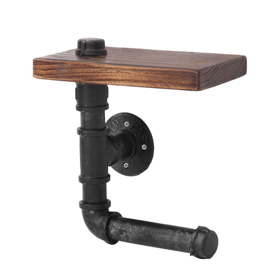 Artiss DIY Pipe Shelf Toilet Paper Holder, 23 x 14 x 21-27.8cm, Adjustable, Rustic - SuperSaverAU - view 1