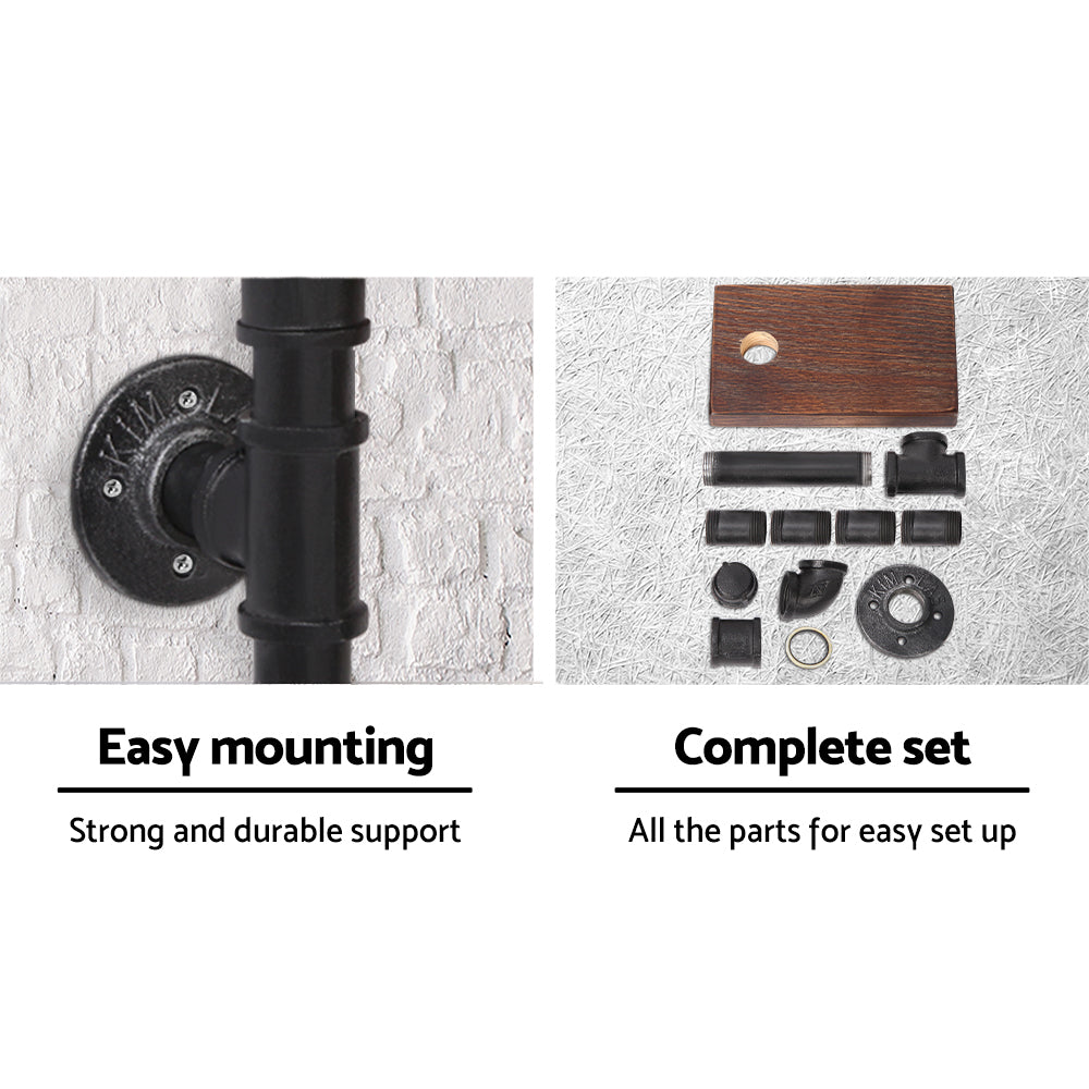 Artiss DIY Pipe Shelf Toilet Paper Holder, 23 x 14 x 21-27.8cm, Adjustable, Rustic