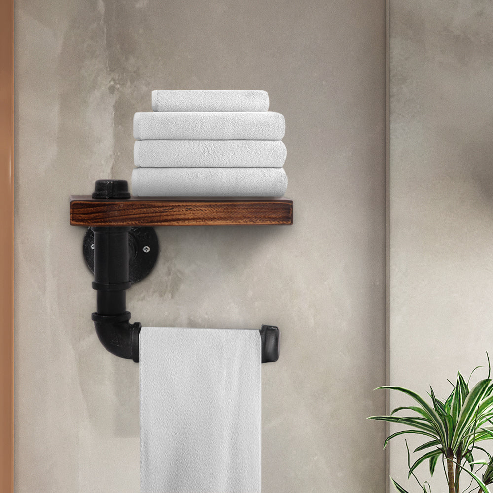 Artiss DIY Pipe Shelf Toilet Paper Holder, 23 x 14 x 21-27.8cm, Adjustable, Rustic