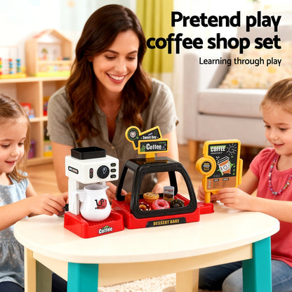 Keezi Kids Pretend Coffee Shop Playset with Coffee Maker and Play Money