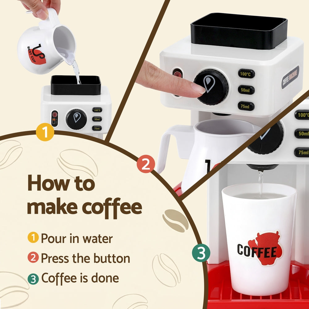 Keezi Kids Pretend Coffee Shop Playset with Coffee Maker and Play Money - SuperSaverAU - view 6