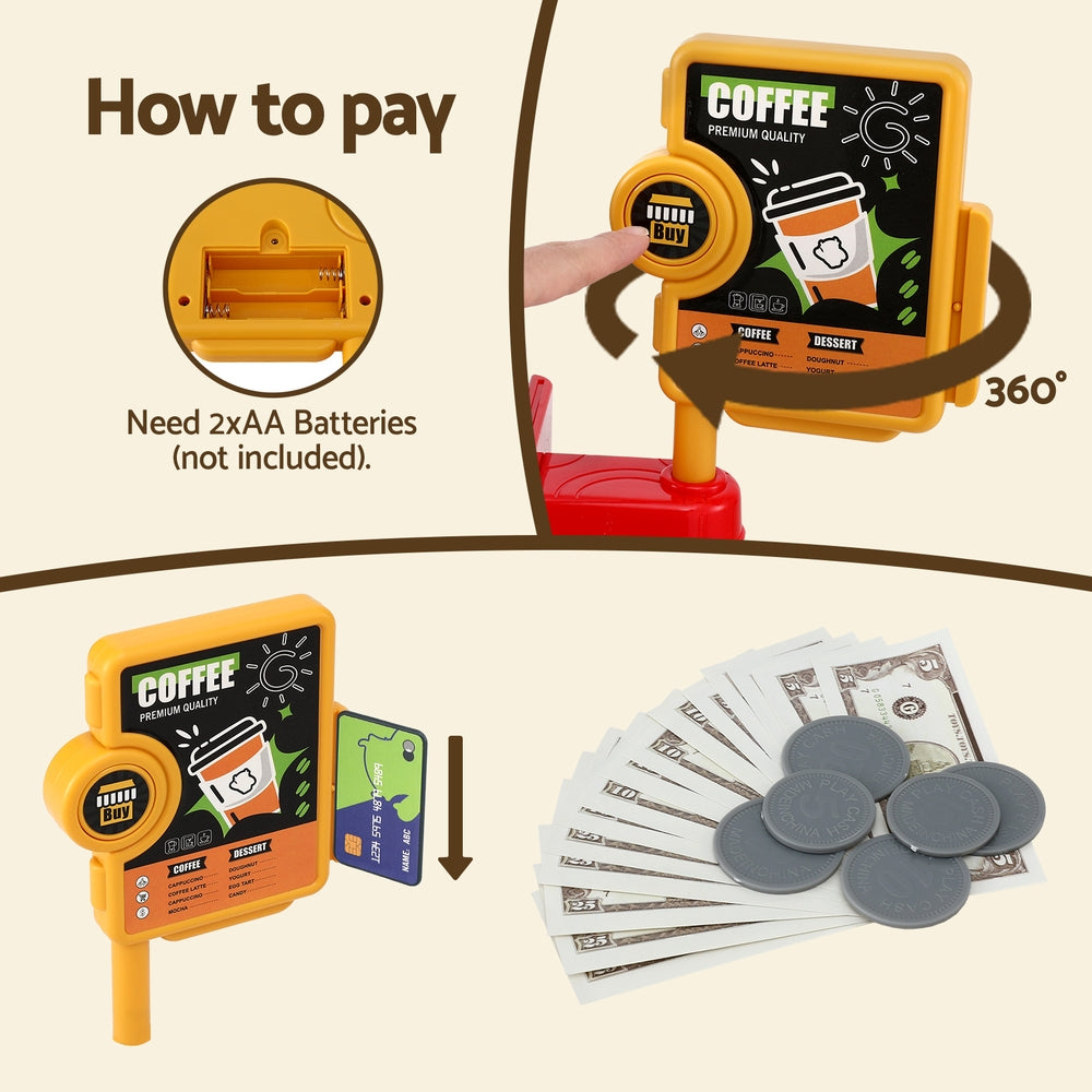 Keezi Kids Pretend Coffee Shop Playset with Coffee Maker and Play Money - SuperSaverAU - view 7