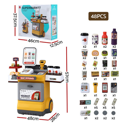 Keezi Kids Supermarket Pretend Playset with 48 Accessories
