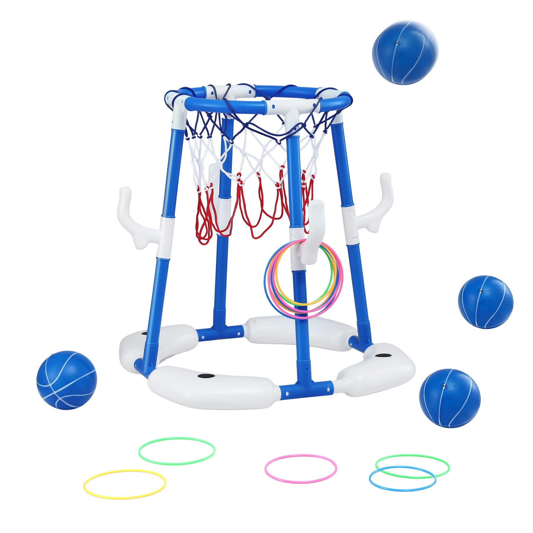 Keezi Kids Basketball Hoop with 4 balls Ring Toss Sports Pool Toys Blue - SuperSaverAU - view 8