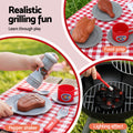 Keezi Kids Pretend Kitchen BBQ Playset Role Play Toy with charcoal Play Food Cup - SuperSaverAU - view 5