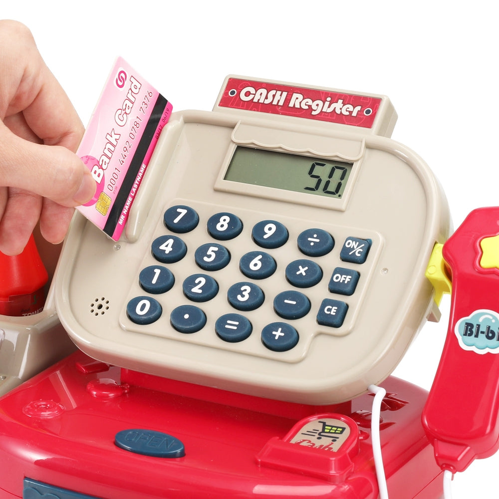 Keezi Kids Cash Register Calculator Pretend Play Shops Money Checkout Toys Set - SuperSaverAU - view 4