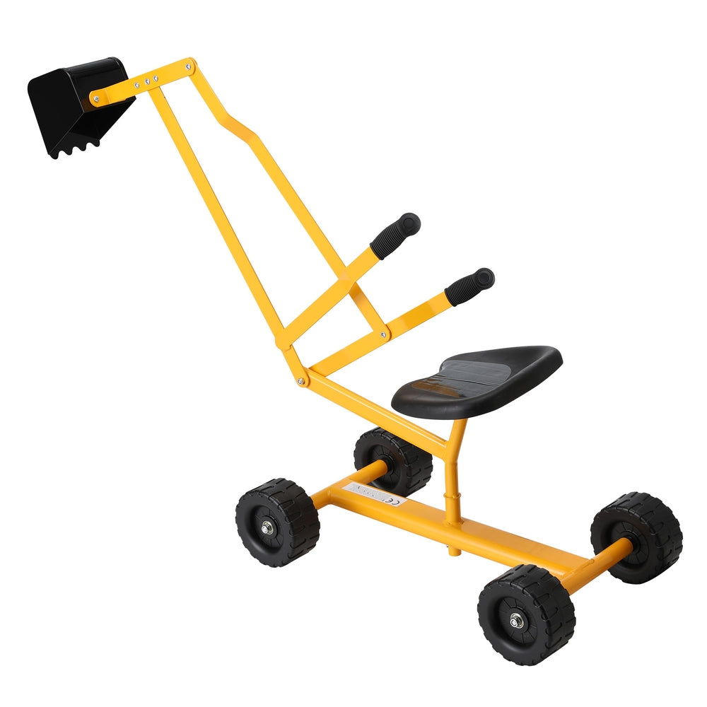 Keezi Kids Ride On Car Digger Bulldozer Sandpit Play Toys Rotate Seat Yellow - SuperSaverAU - view 3