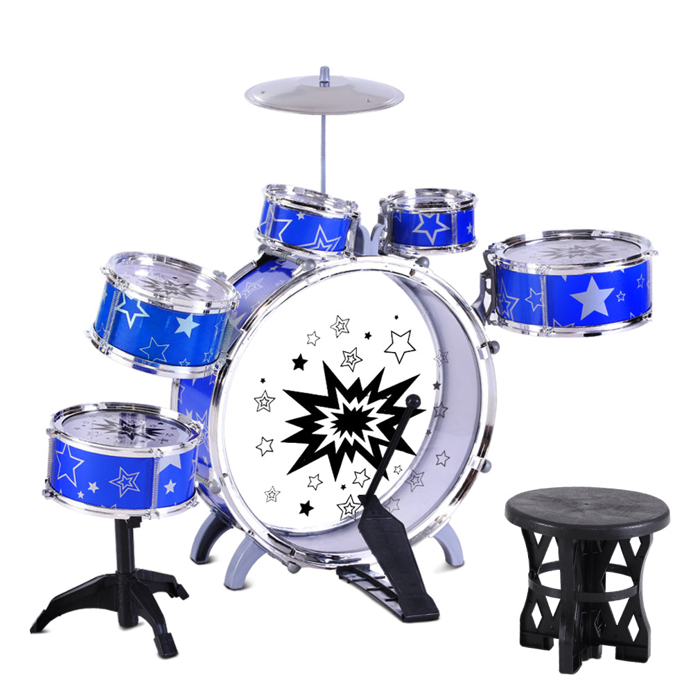 Keezi Kids Drum Set with Stool - Blue