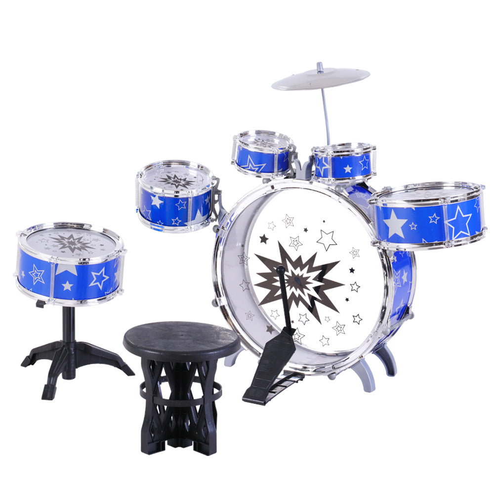 Keezi Kids Drum Set with Stool - Blue