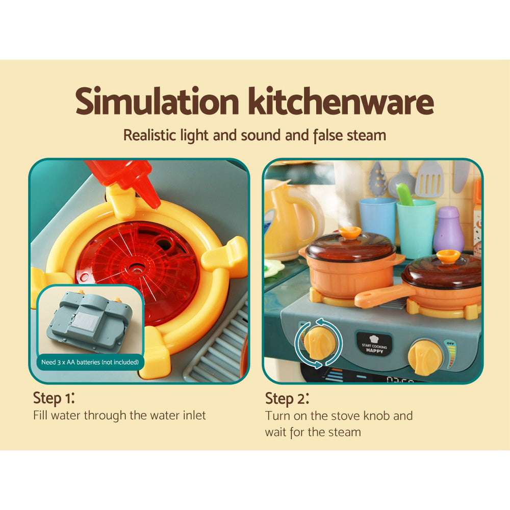Keezi Kids Kitchen Pretend Play Set Cooking Sound Steam Light Function - SuperSaverAU - view 6