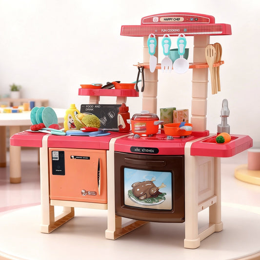 Keezi Kids Kitchen Play Set - Cooking Sound and Light Features