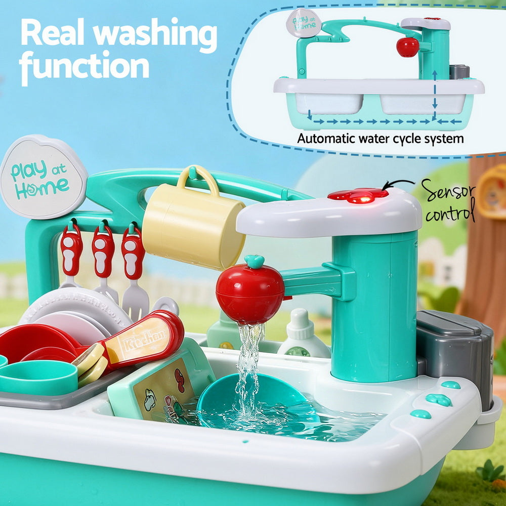 Keezi Kids Kitchen Play Sink Toy with Accessories - Green