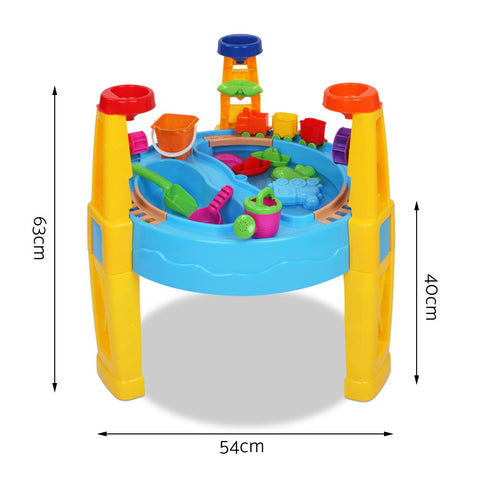 Keezi Kids Sandpit Pretend Play Set Water Sand Table Children Outdoor Toy Umbrella - SuperSaverAU - view 2