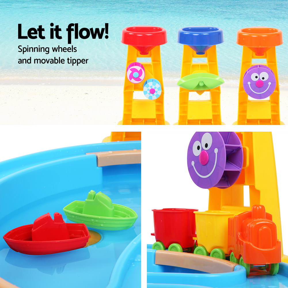Keezi Kids Sandpit Pretend Play Set Water Sand Table Children Outdoor Toy Umbrella - SuperSaverAU - view 6