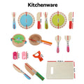Keezi Kids Kitchen Play Set Wooden Pretend Toys Cooking Utensils Pots Pans Food - SuperSaverAU - view 3