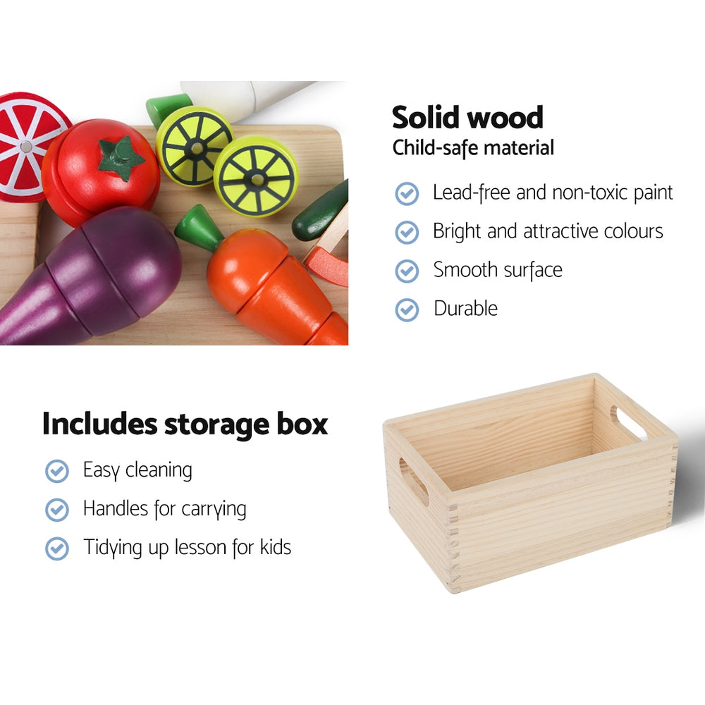 Keezi Kids Kitchen Play Set Wooden Pretend Toys Cooking Utensils Pots Pans Food - SuperSaverAU - view 6