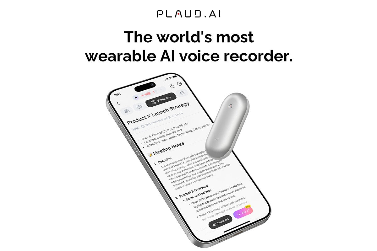 PLAUD NotePin AI Voice Recorder (Lunar Silver)