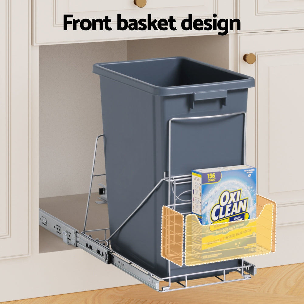 Cefito 40L Pull-Out Bin System for Kitchen Cabinet, Chrome-Plated, Easy Access - SuperSaverAU - view 5