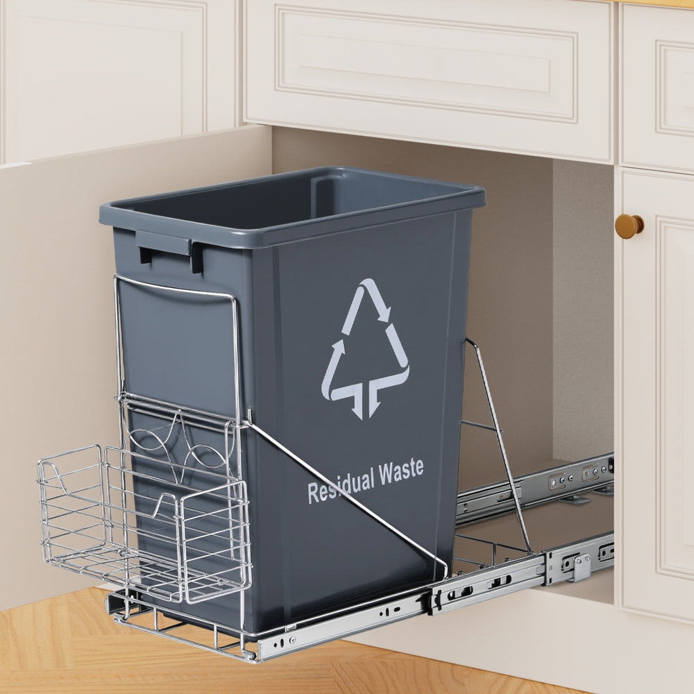 Cefito 40L Pull-Out Bin System for Kitchen Cabinet, Chrome-Plated, Easy Access - SuperSaverAU - view 7
