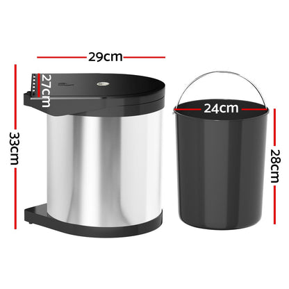 Cefito 12L Smart Cabinet Swing Out Bin - Stainless Steel, Auto Open Lid