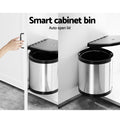 Cefito 12L Smart Cabinet Swing Out Bin - Stainless Steel, Auto Open Lid - SuperSaverAU - view 4