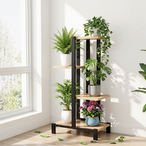 Artiss 4 Tiers Plant Stand Metal Flower Pots Shelf Indoor Outdoor Garden Home - SuperSaverAU - view 1