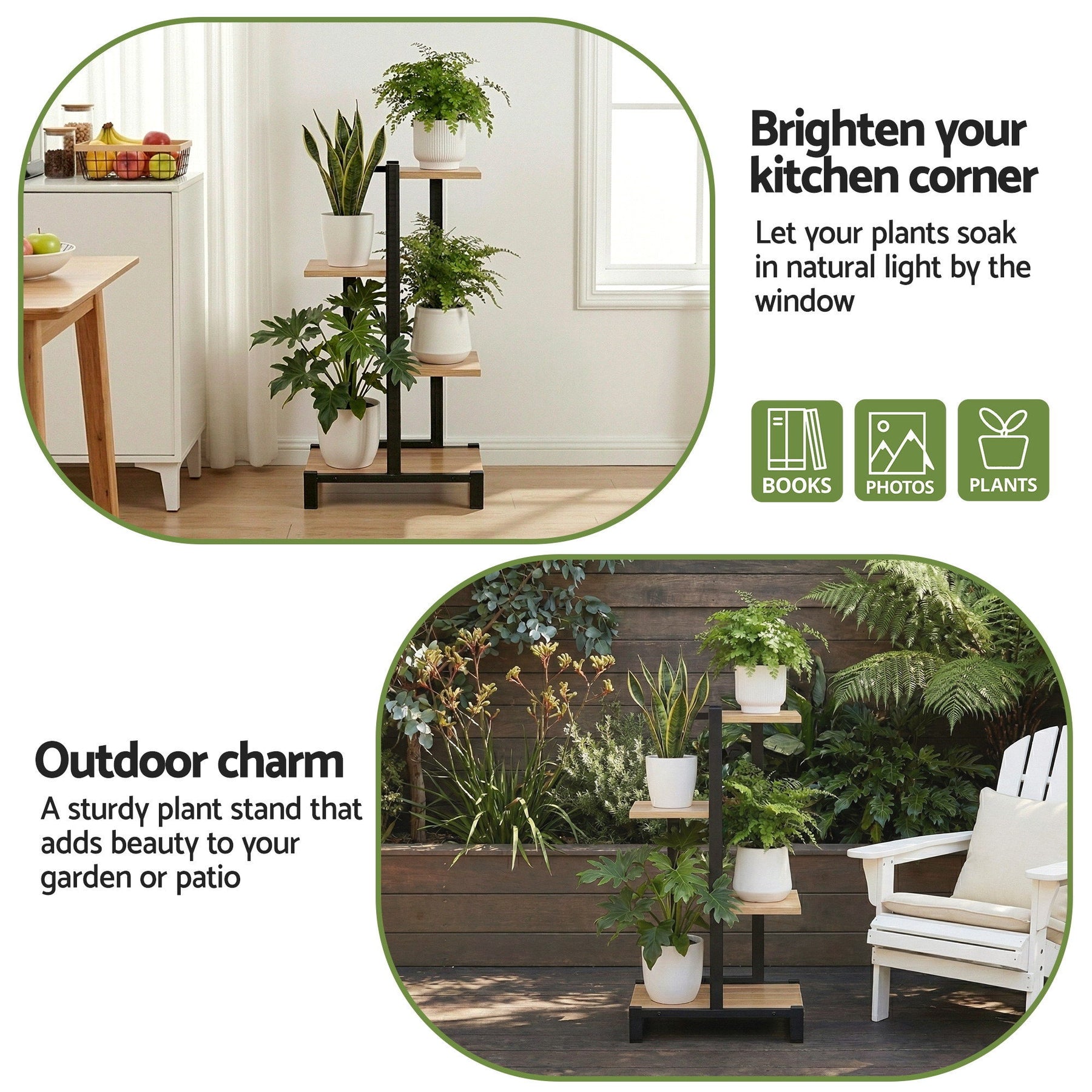 Artiss 4 Tiers Plant Stand Metal Flower Pots Shelf Indoor Outdoor Garden Home - SuperSaverAU - view 7