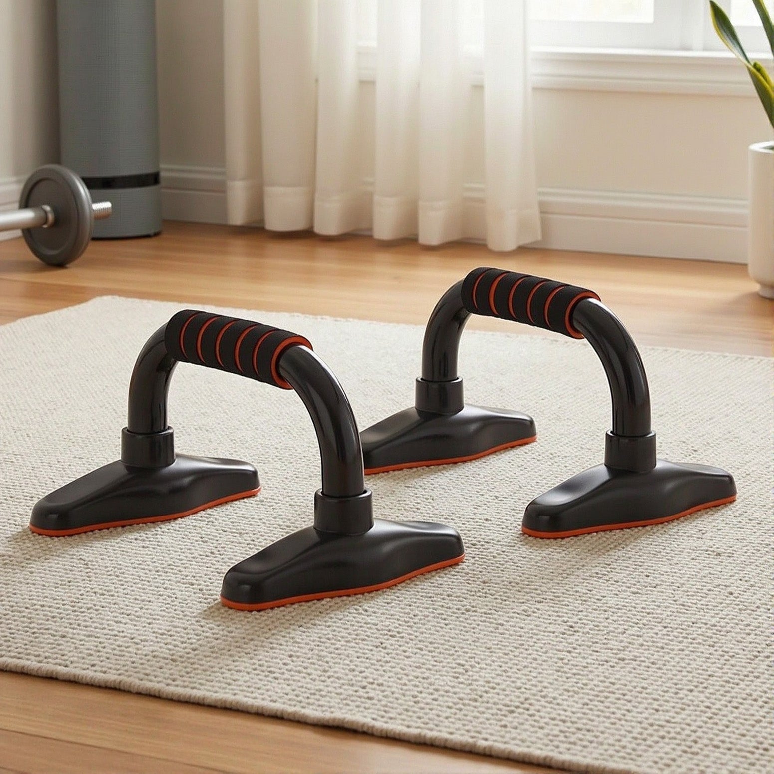 Everfit Orange & Black Push Up Bars with Foam Grips