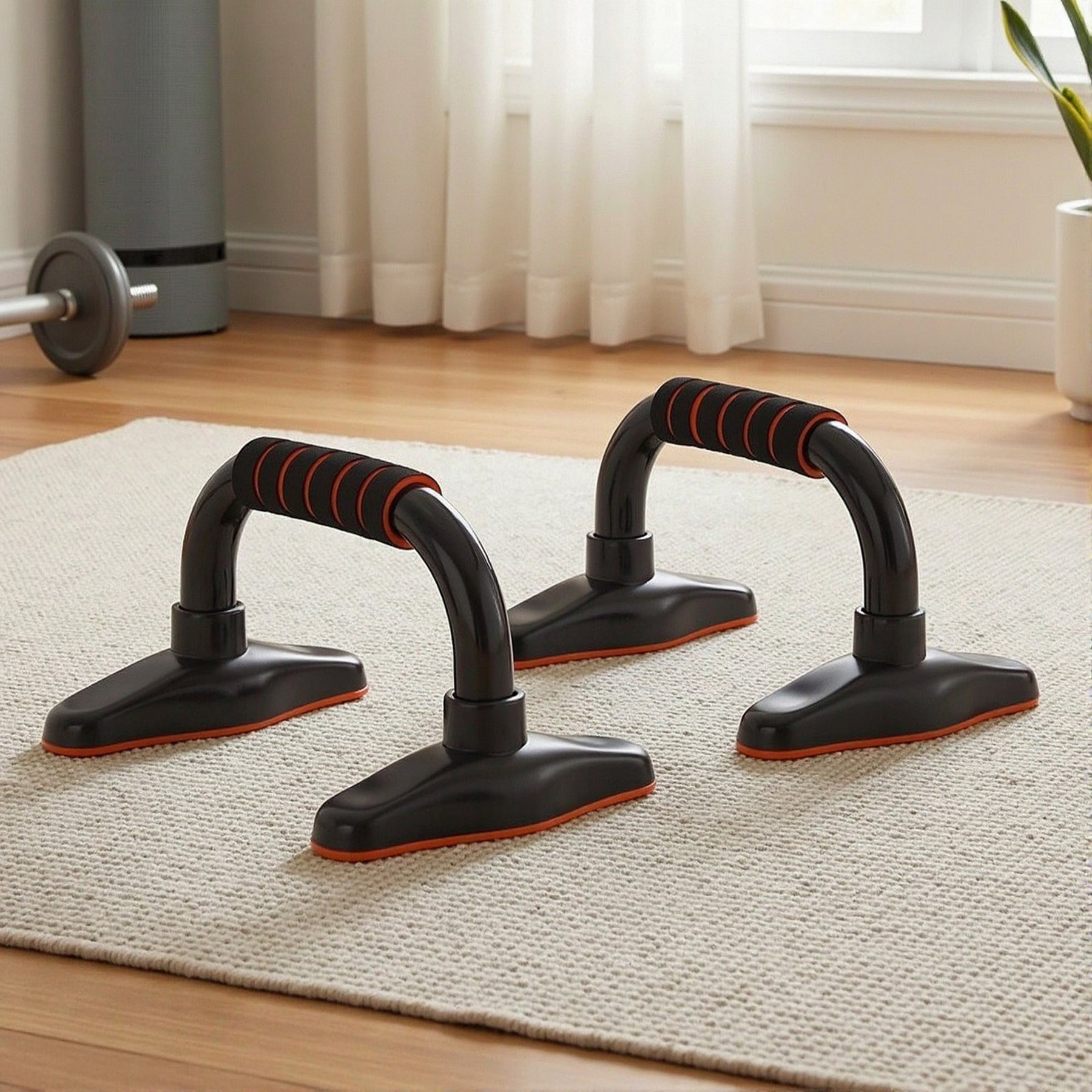 Everfit Orange & Black Push Up Bars with Foam Grips