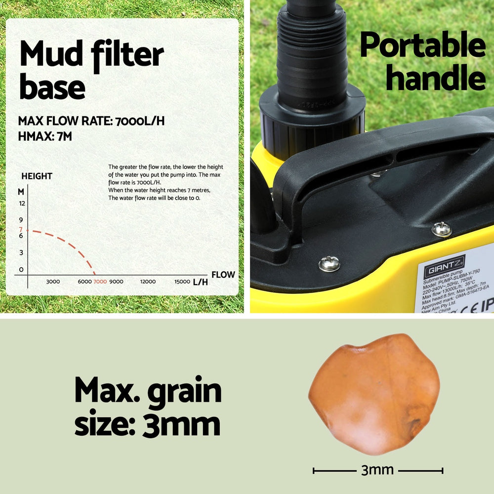 Giantz Garden Water Submersible Pump 400W Dirty Bore Sewerage Tank Well Steel - SuperSaverAU - view 6