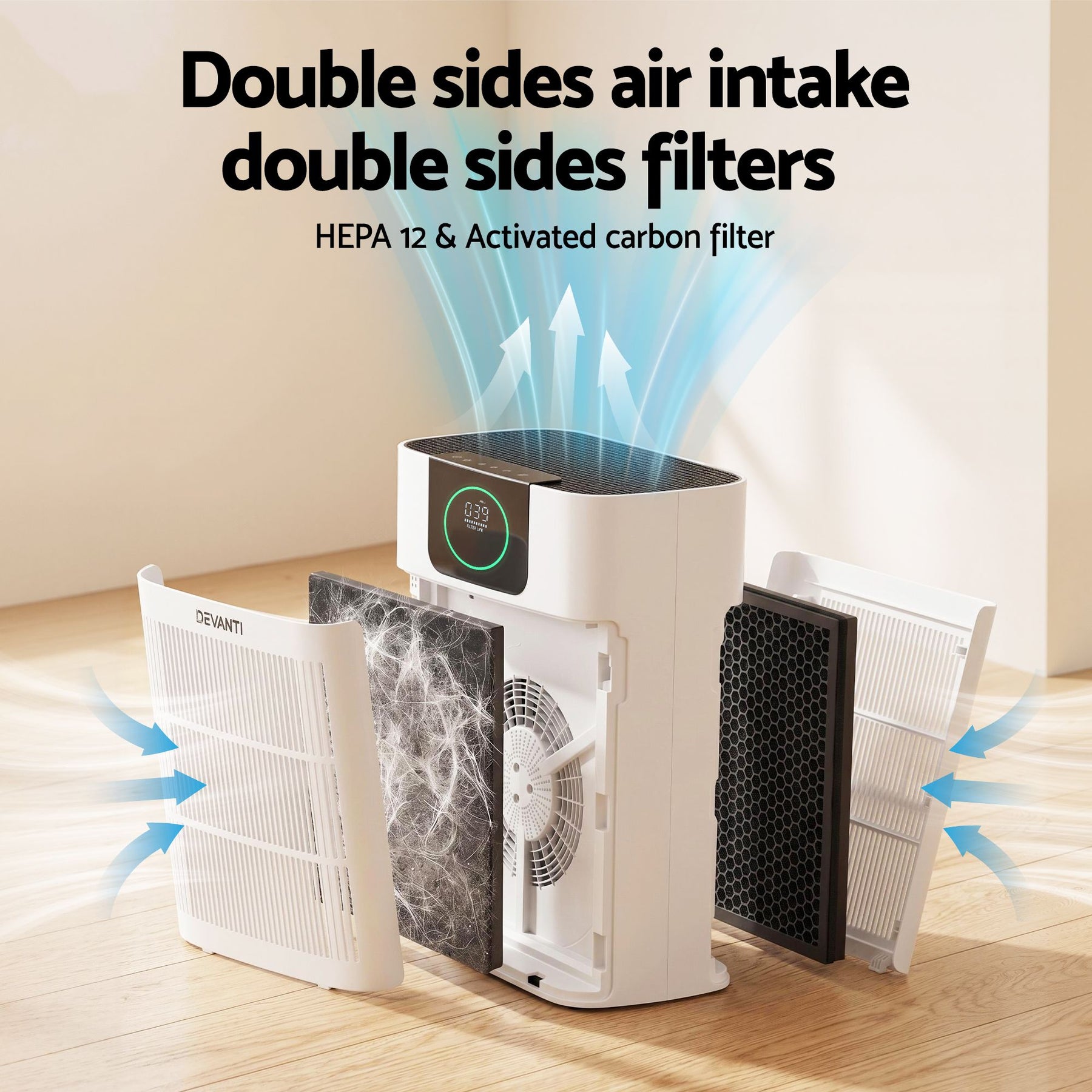 Devanti Air Purifier Replacement Filter H12 HEPA 2 Pack