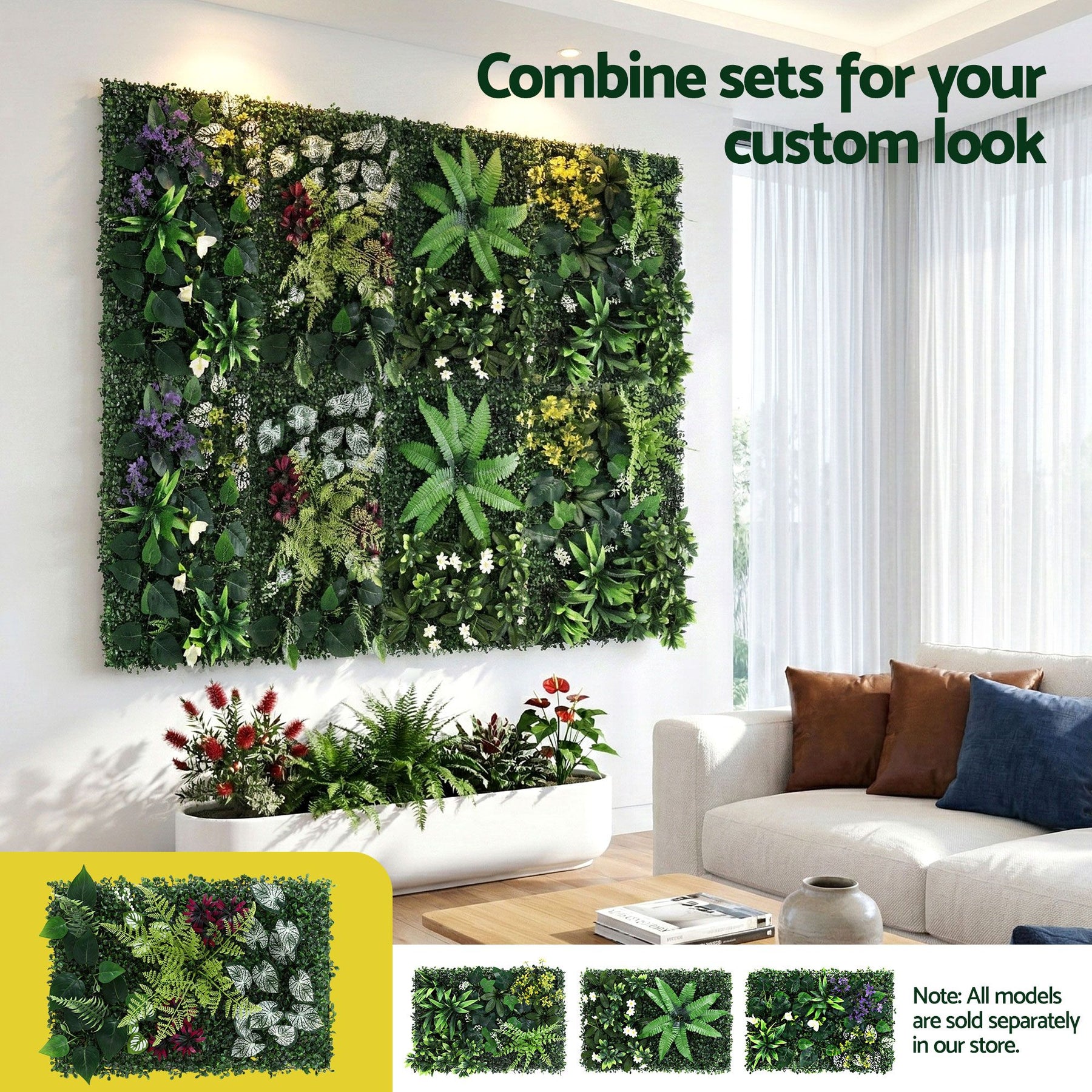 Gardeon Artificial Plant Wall Panels – Flower 40 x 60cm, 4 Pack