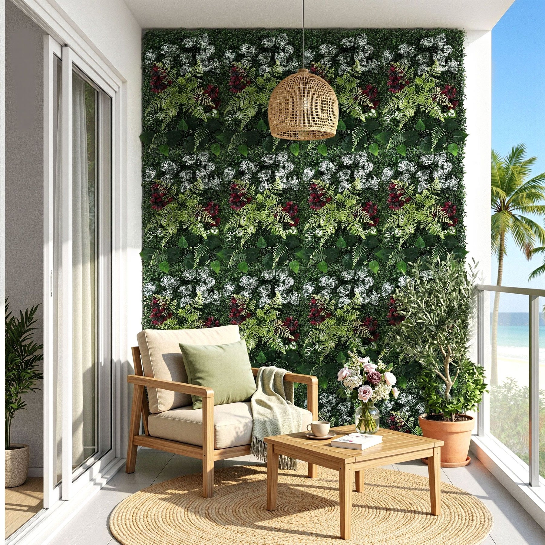 Gardeon Artificial Plant Wall Panels – Flower 40 x 60cm, 4 Pack