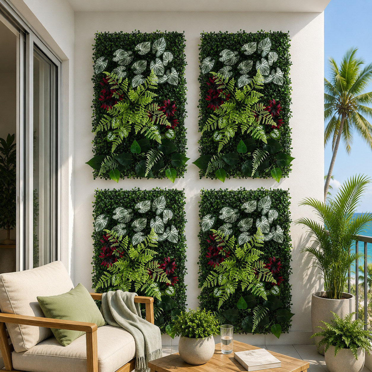 Gardeon Artificial Plant Wall Panels – Flower 40 x 60cm, 4 Pack