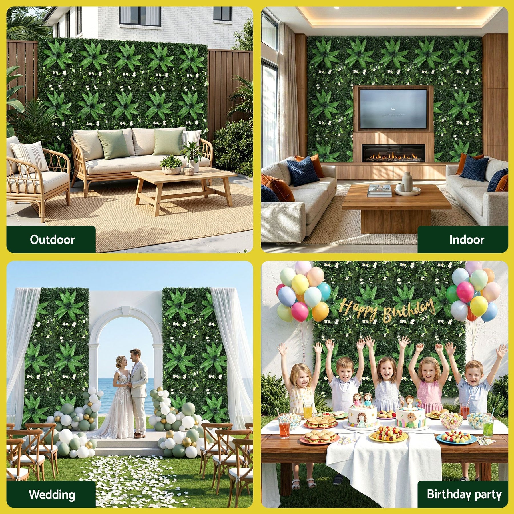 Gardeon Artificial Plant Wall Panels – Leaf 40 x 60cm, 4 Pack