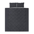 Giselle Bedding King 3-piece Quilt Set Black, Pinch Pleated, Machine Washable - SuperSaverAU - view 1