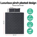 Giselle Bedding Super King 3-piece Quilt Set Black - Pinch Pleated, Machine Washable - SuperSaverAU - view 2