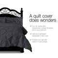 Giselle Bedding Super King 3-piece Quilt Set Black - Pinch Pleated, Machine Washable - SuperSaverAU - view 3