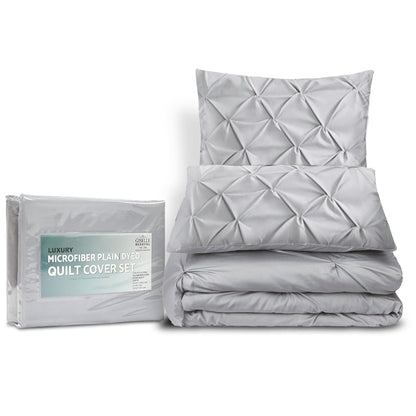 Giselle Bedding King 3-piece Quilt Set Grey, Pinch Pleated, Machine Washable