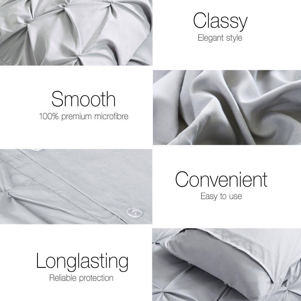 Giselle Bedding 3-piece Quilt Set Grey, Pinch Pleated, Machine Washable, Queen - SuperSaverAU - view 5