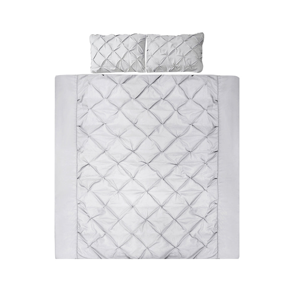 Giselle Bedding Super King 3-piece Quilt Set Grey - Pinch Pleated Design - SuperSaverAU - view 1