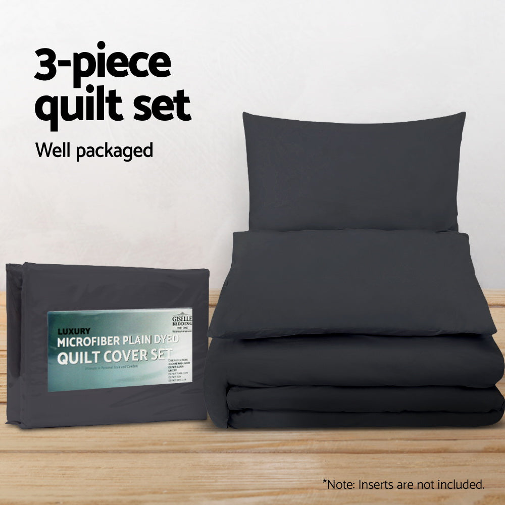 Giselle Bedding King 3-piece Quilt Set Black - Soft, Breathable, Machine Washable - SuperSaverAU - view 5