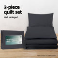 Giselle Bedding Queen 3-piece Quilt Set Black, Soft Microfibre, Machine Washable - SuperSaverAU - view 5