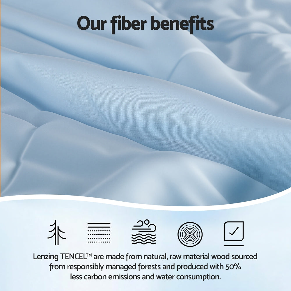 Giselle Tencel Quilt King 200GSM Lightweight Soft Comfortable Blue