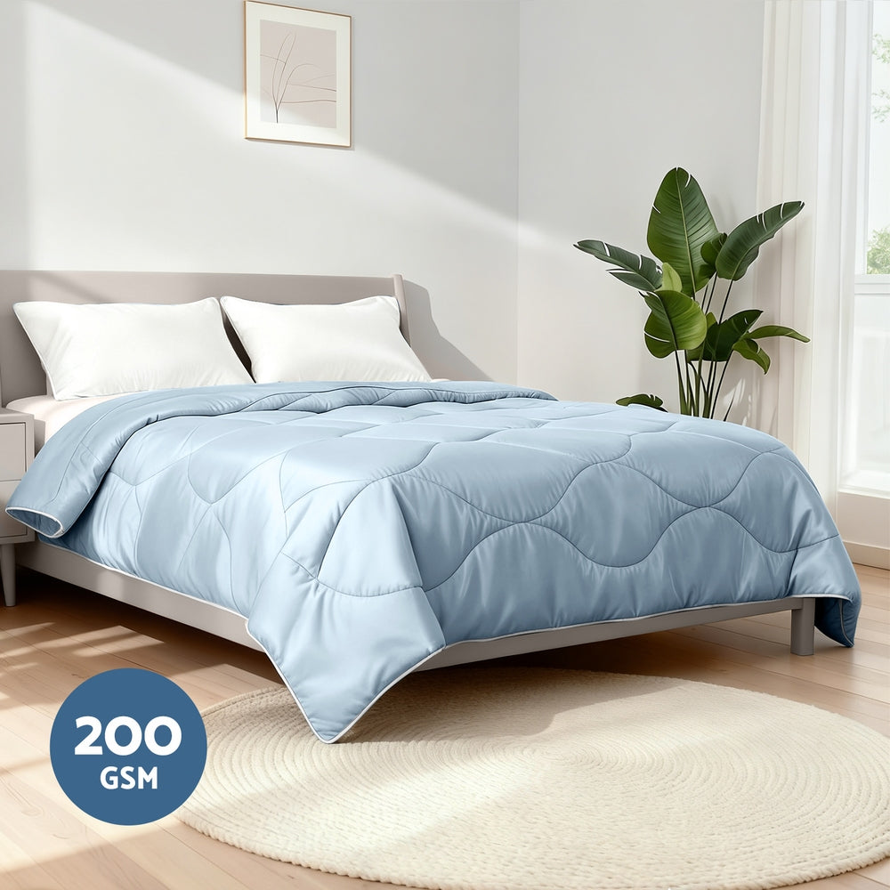 Giselle Tencel Quilt Queen 200GSM Lightweight Soft Comfortable Blue - SuperSaverAU - view 5