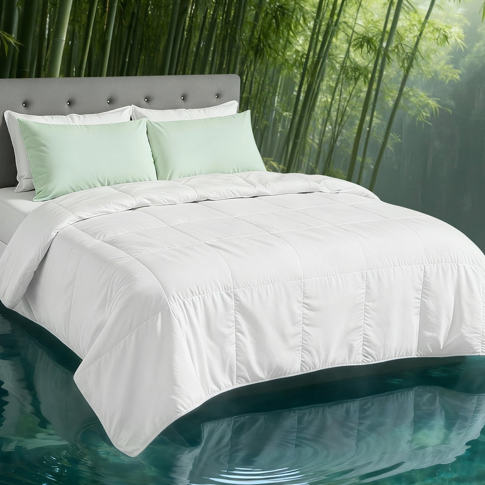 Giselle Bedding Bamboo Fiber Summer Quilt 200gsm Double Lightweight Mould-Resistant - SuperSaverAU - view 1