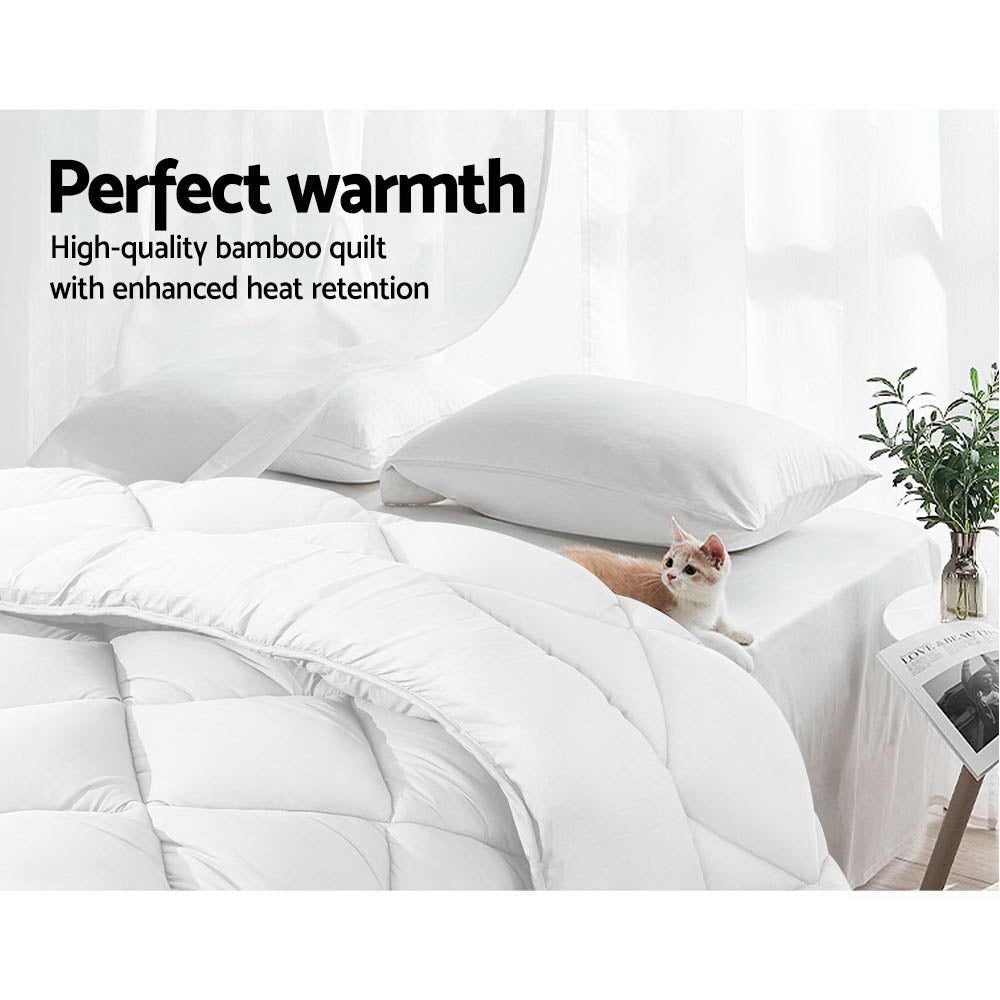 Giselle Bedding Bamboo Blend Microfibre Quilt King - 700gsm, Anti-bacterial, Breathable - SuperSaverAU - view 5