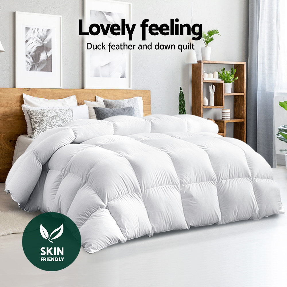 Giselle Bedding Duck Down Feather Quilt 700GSM Double - Lightweight, Cotton Cover - SuperSaverAU - view 3