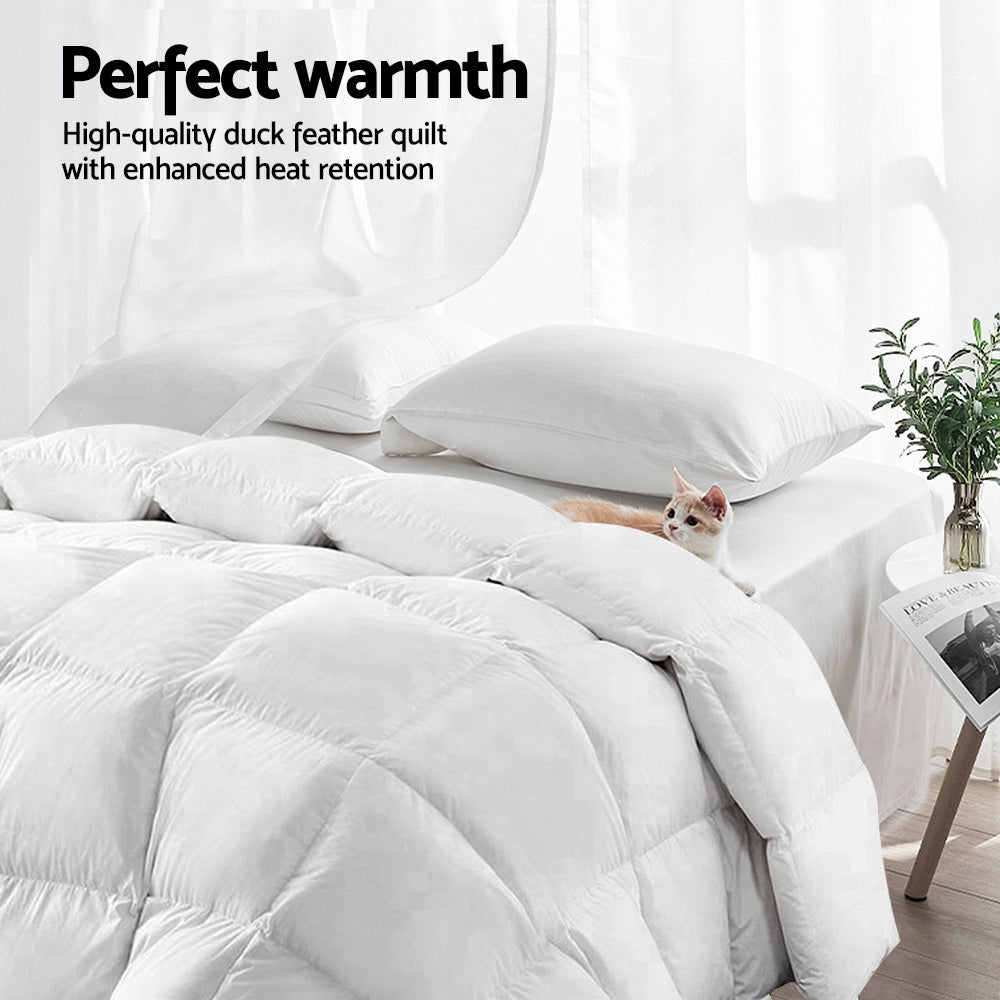 Giselle Bedding Duck Down Feather Quilt 700GSM Queen - 100% Cotton, Lightweight - SuperSaverAU - view 3